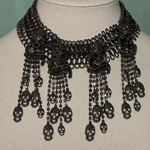 Black rhinestones and skulls choker